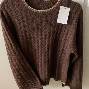 New UGG Rylynn Cable Knit Pullover Sweater Women’s S Sold out Cola Brown